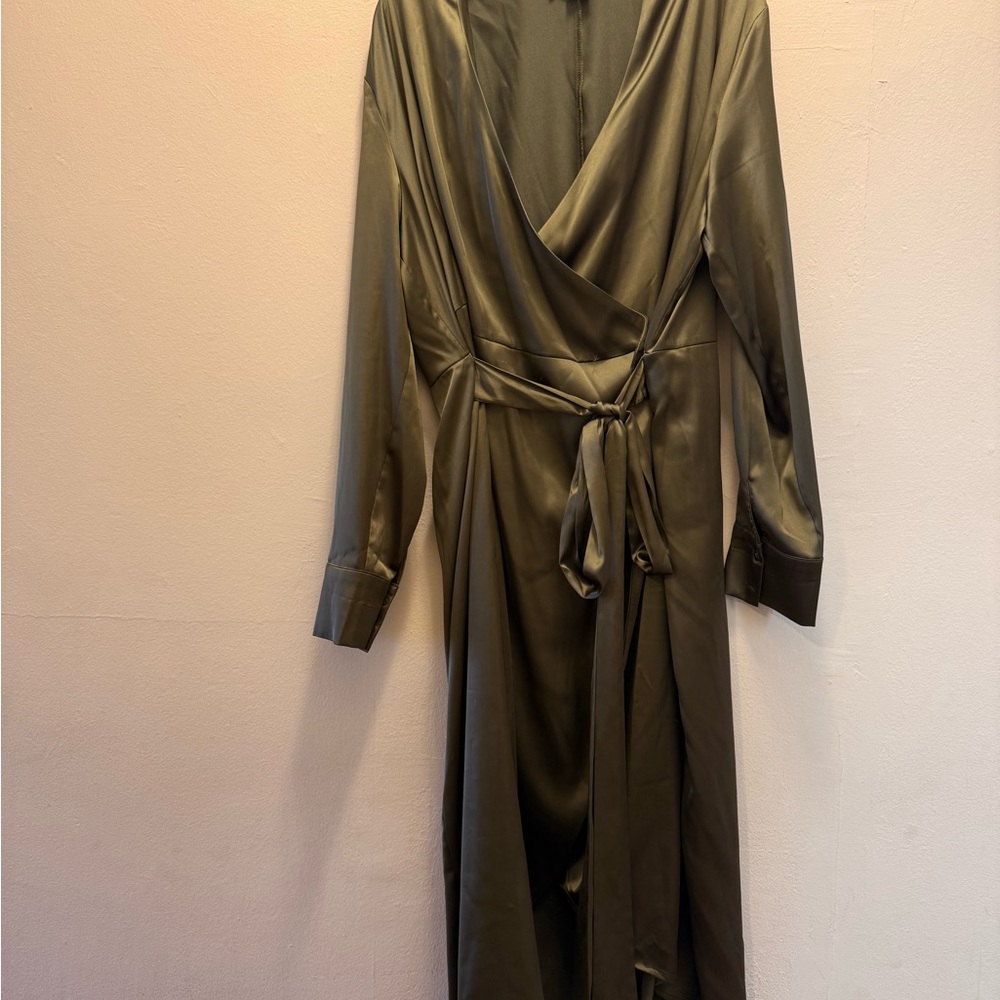 Never Fully Dressed Olive Satin Dress